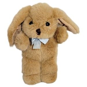Dakin Vintage Bunny Rabbit Plush Stuffed Animal 1989 Tan Blue Ribbon 8"